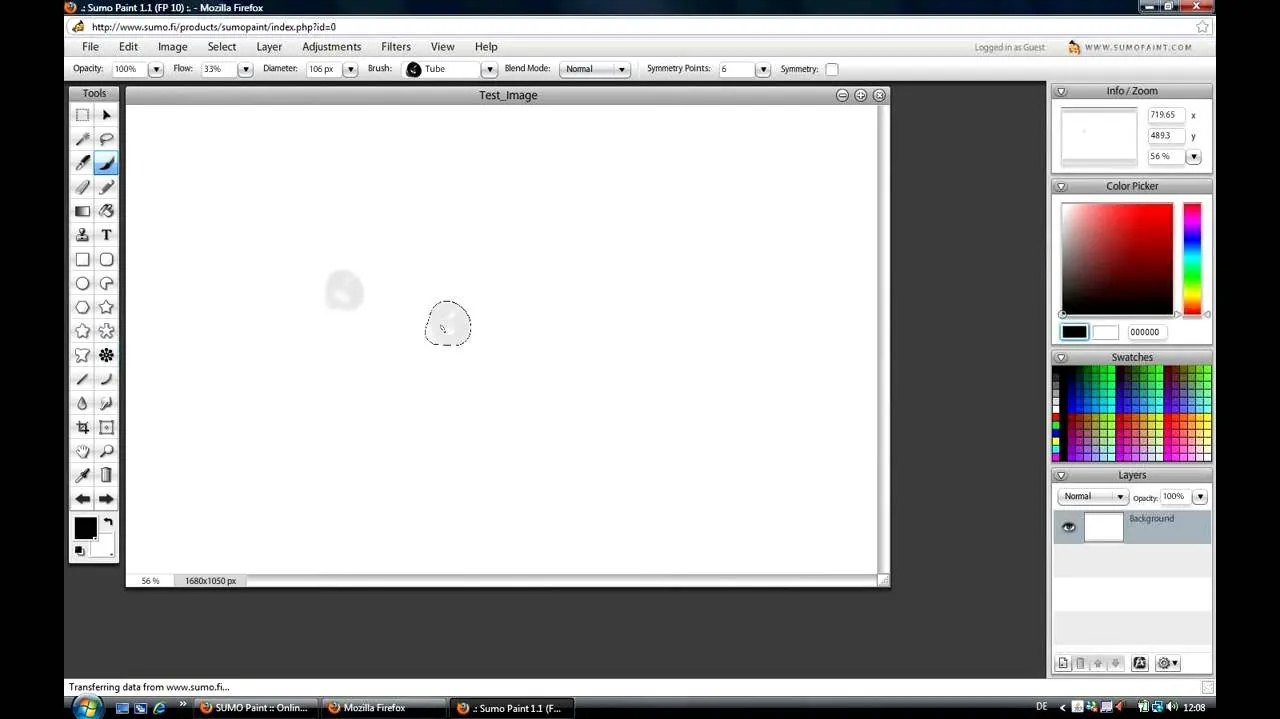 Screenshot of a blank canvas in an image editing software with tools visible.