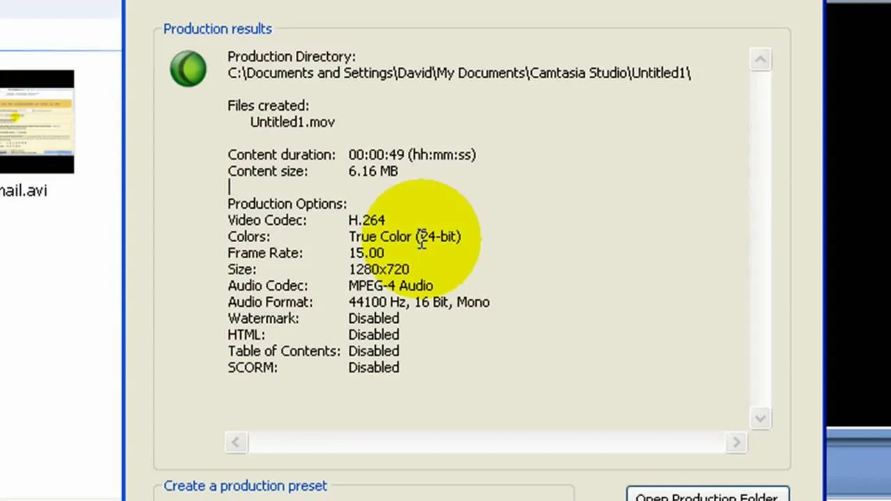 File properties of a video including details like resolution, color, and frame rate.