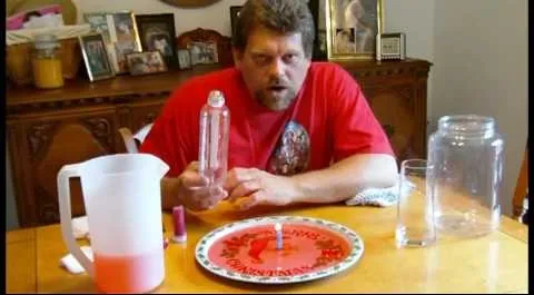 How to Pull water into a upside down container with a candle cover
