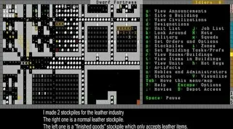 Alternative text: Screenshot of a game interface displaying a list of announcements and mod descriptions related to the leather industry.