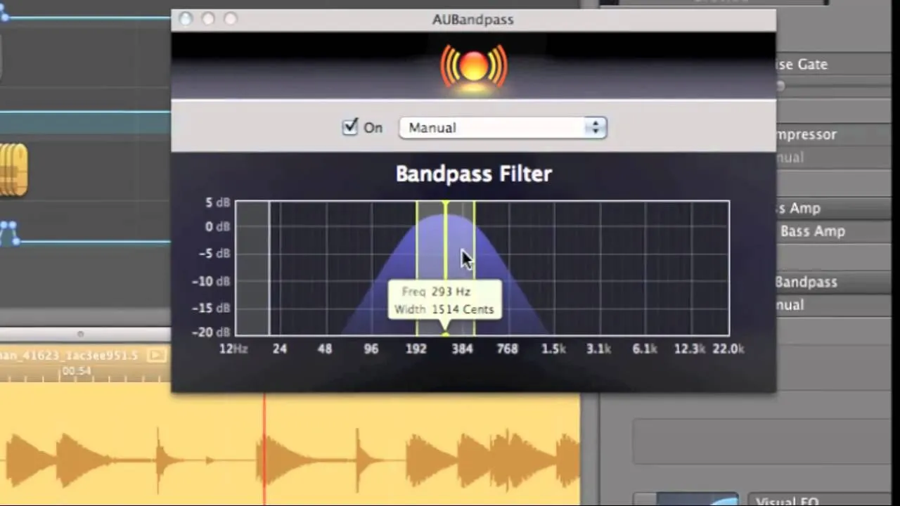 A user working on audio editing software with waveforms displayed on the screen.