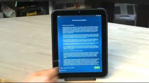 Tablet displaying a screen with text instructions.