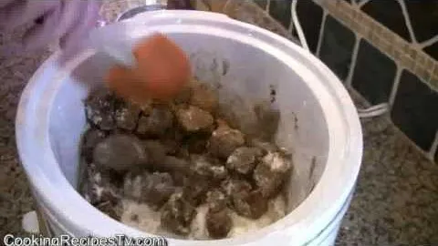 Cooking meatballs in a slow cooker.