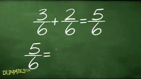 Addition of fractions on a chalkboard.