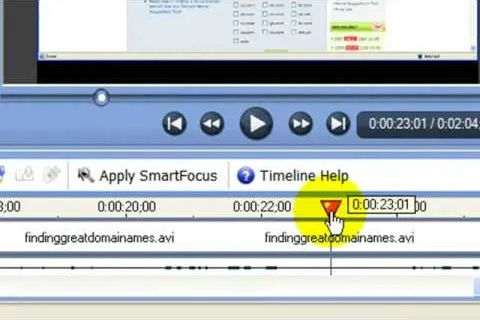 Video timeline with highlighted timestamp and filename.