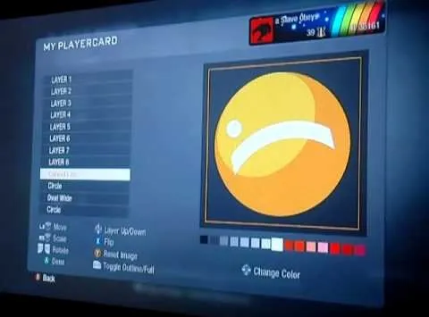 An orange circular emblem with a stylized white smiley face, depicted on a gaming interface.