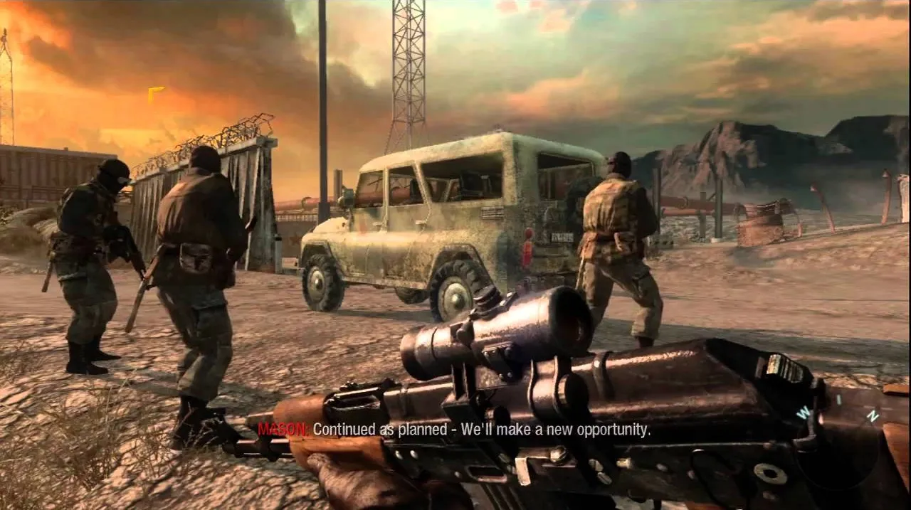 Military personnel in tactical gear near a vehicle during an operation.