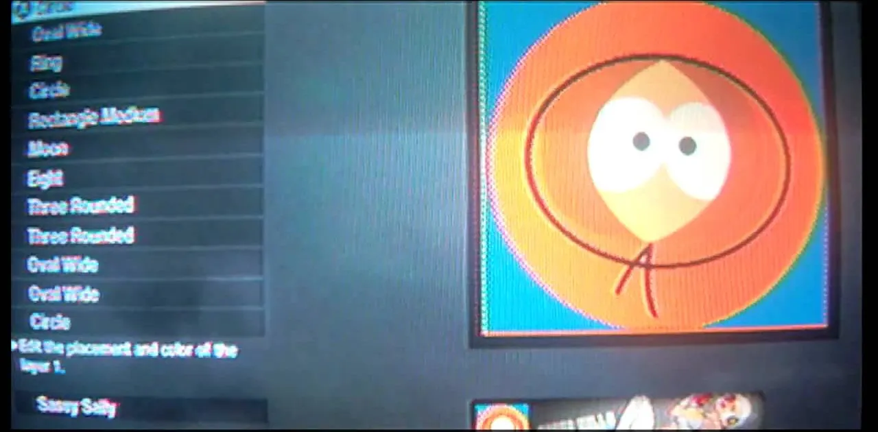 Cartoon character with large eyes in a circular orange background.