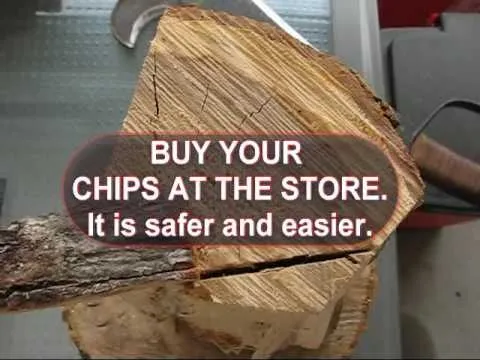 Wood chips with a message promoting purchasing them at the store for safety and convenience.