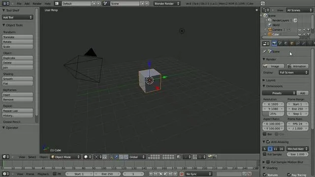 3D modeling workspace in Blender software.
