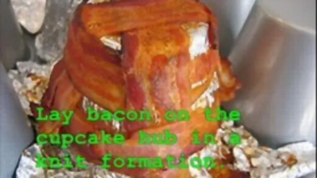 Bacon cupcake mold in preparation.
