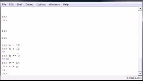 Code snippet showing basic arithmetic operations in a Python interpreter.
