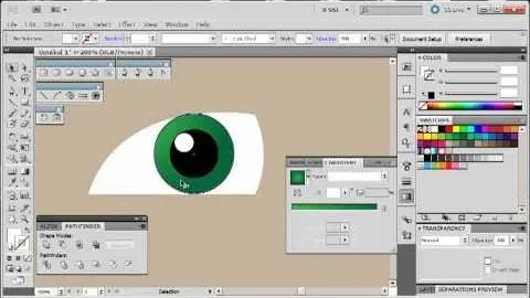 Illustration of a digital eye design in graphic design software.