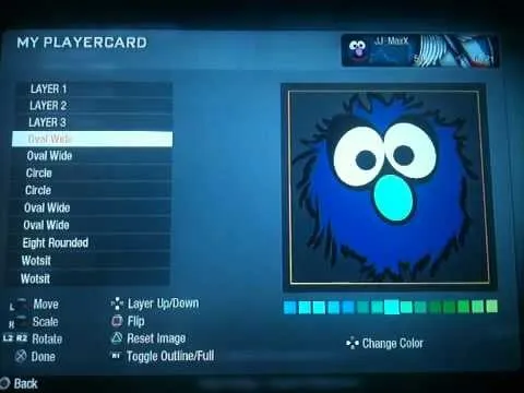Blue, cartoonish monster character with large eyes and a round nose.
