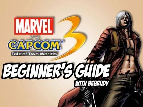 Marvel vs. Capcom 3 beginner's guide featuring character artwork.
