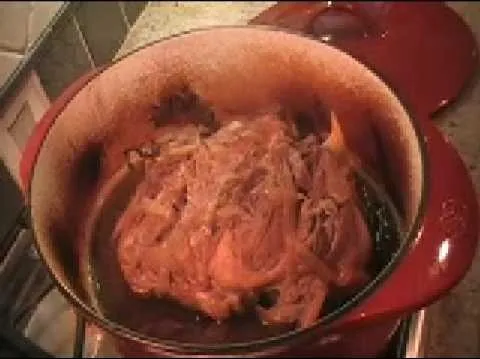 Braised meat in a pot.