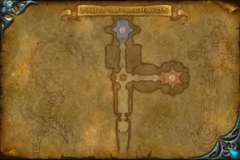 Map of a gaming arena with blue and red team bases.