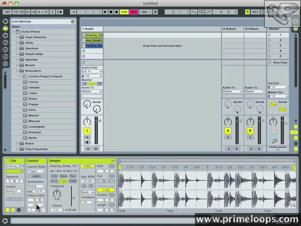 Digital audio workstation software interface.