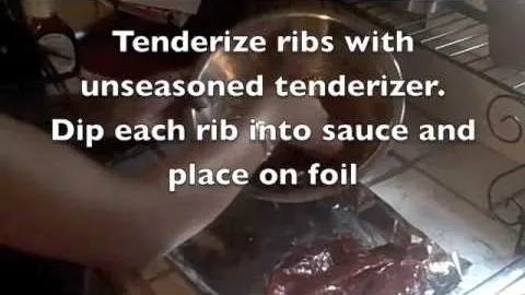 Cooking process for tenderizing and saucing ribs.