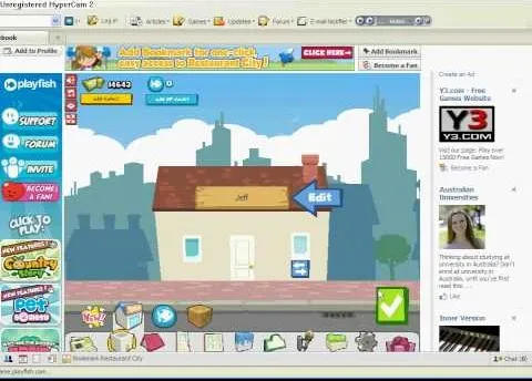 Cartoon-style game interface featuring a house and various icons for gameplay elements.