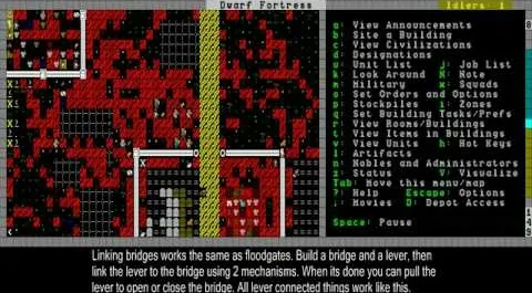 "How to Deal with magma, build floodgates, levers, and bridges in Dwarf Fortress" cover image