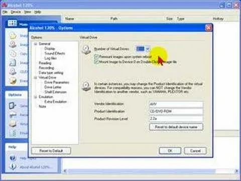 Software settings interface for image configuration options.