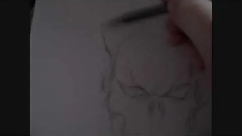 Drawing of a skull in progress.