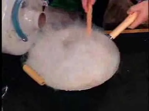 Liquid nitrogen experiment creating fog.