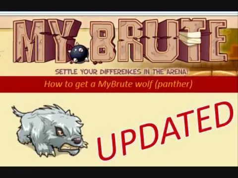 MyBrute game tutorial with updated tips and a wolf character illustration.