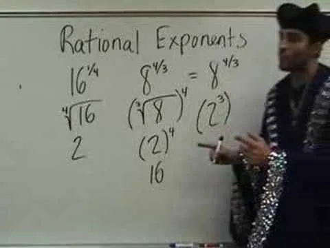 Teaching rational exponents on a whiteboard.