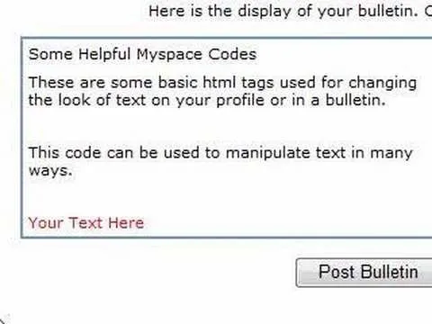 Helpful Myspace Codes for Text Formatting