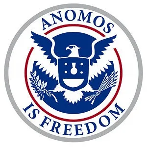 Logo featuring an eagle with the text "ANOMOS IS FREEDOM" below.