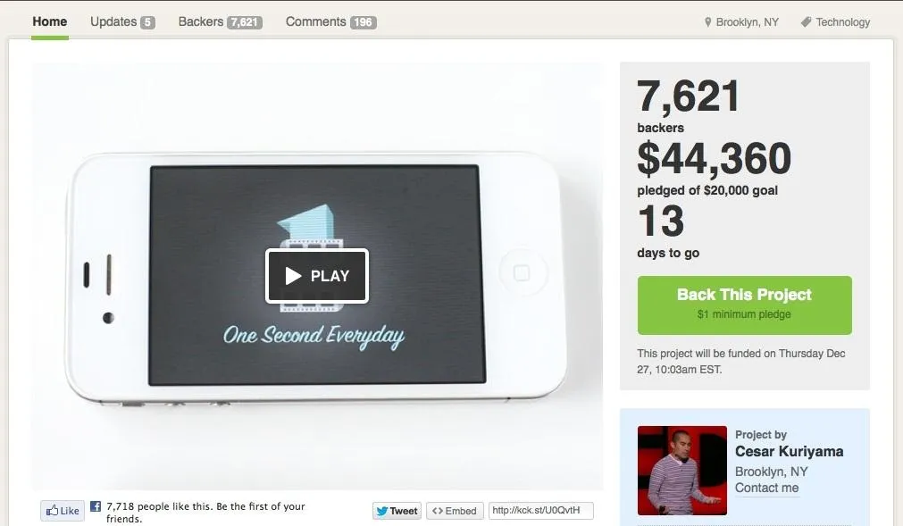 Remember Your Life One Second at a Time with the Upcoming 'One Second Everyday' App for iPhone
