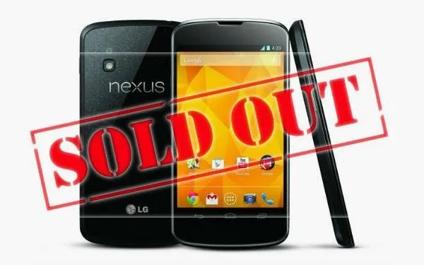 Nexus smartphone with a "Sold Out" overlay.