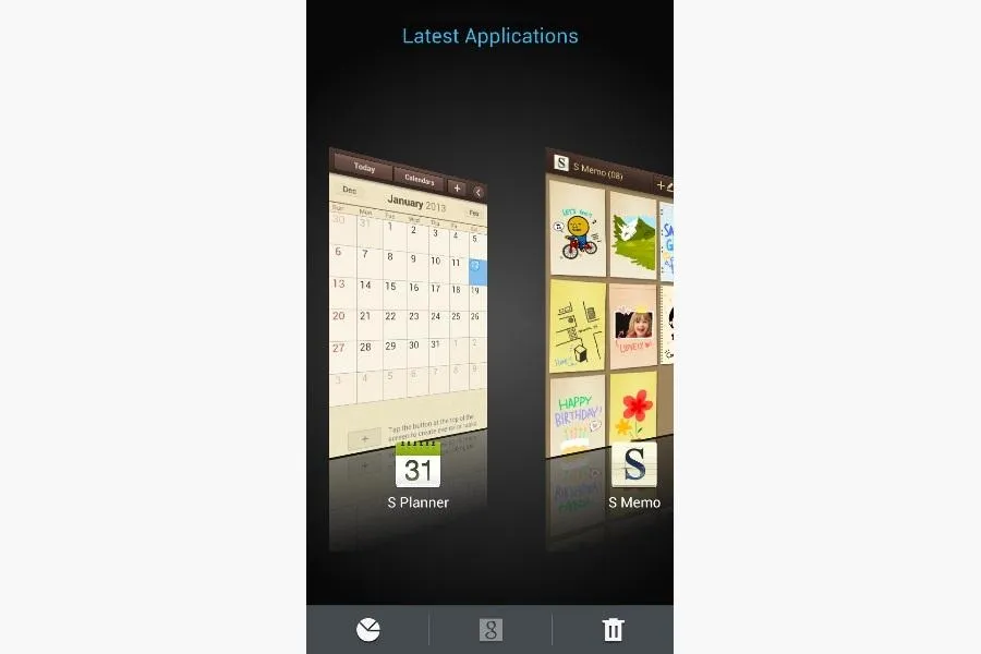 Latest applications display on a mobile device.