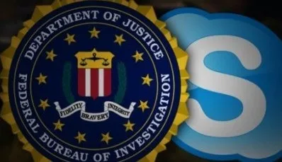 FBI seal next to Skype logo.