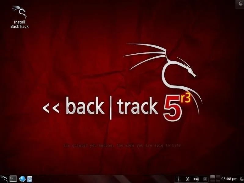 Backtrack 5 desktop background with a red theme and logo.