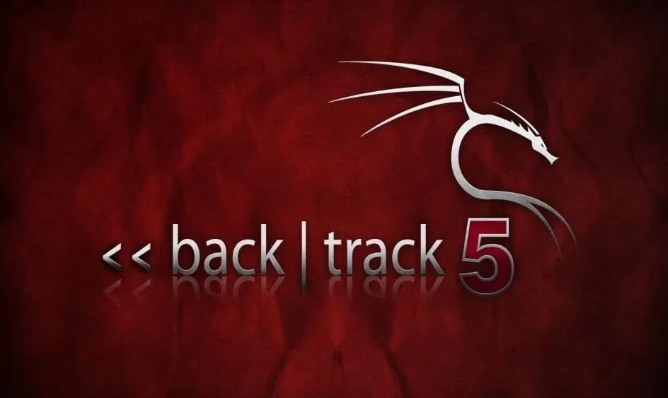 BackTrack 5 logo with dragon emblem on a red background.