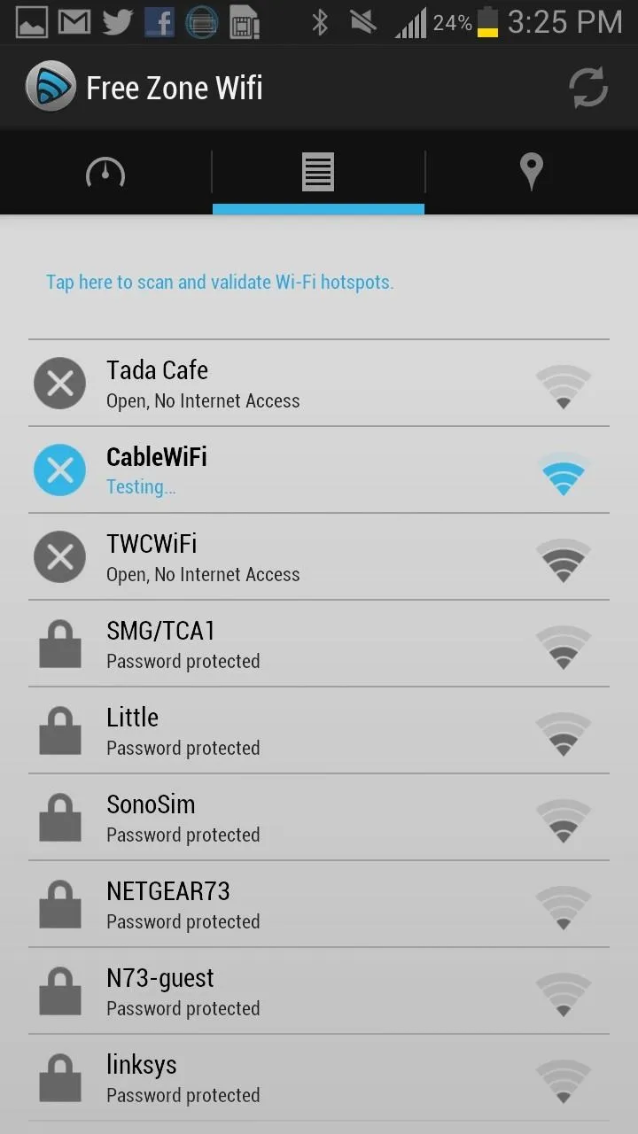 Wi-Fi network options on a mobile device screen