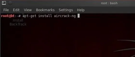 Terminal command to install Aircrack-ng software.