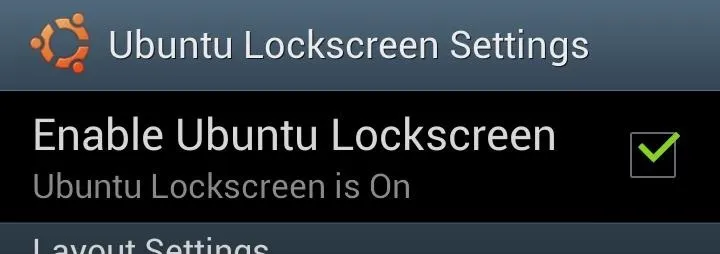 Ubuntu Lockscreen Settings with option to enable the lockscreen checked.