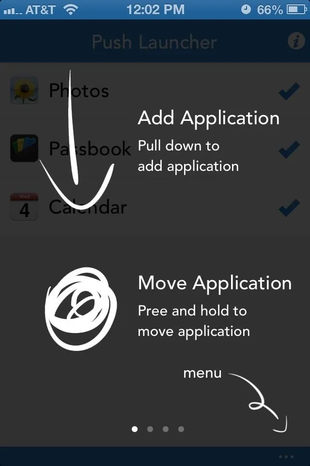 App management interface showing options to add and move applications.