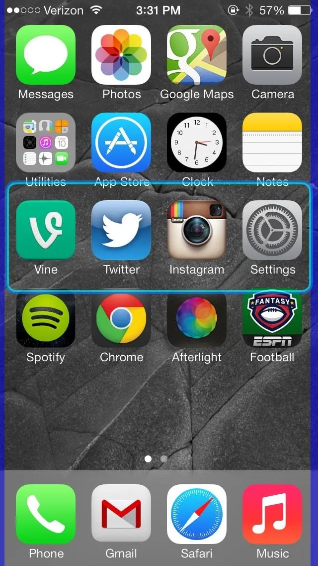 Smartphone screen displaying various social media and app icons.