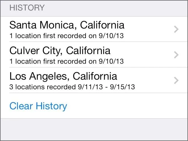 History of recorded locations in California: Santa Monica, Culver City, Los Angeles.