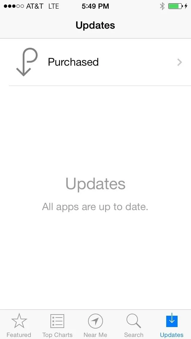 App update screen showing purchased updates.