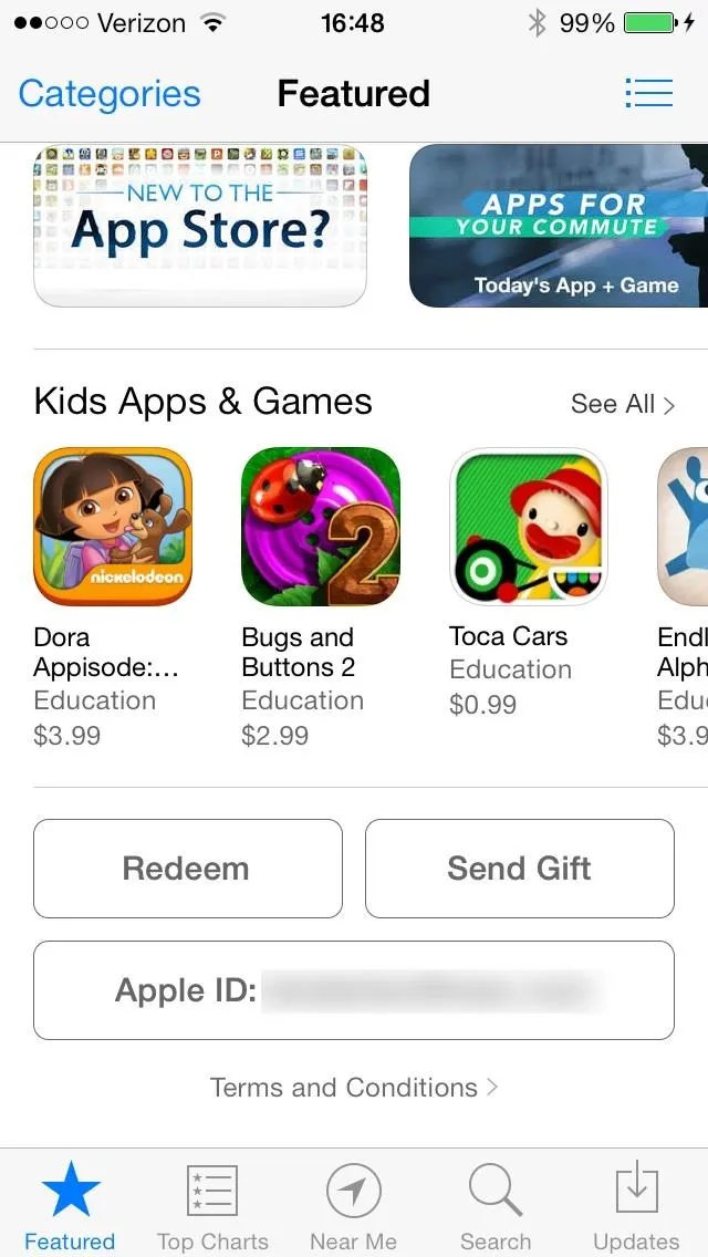 Featured section of an app store showcasing kids' educational apps and games.