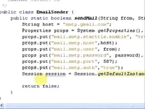 Code snippet for an EmailSender class in Java.