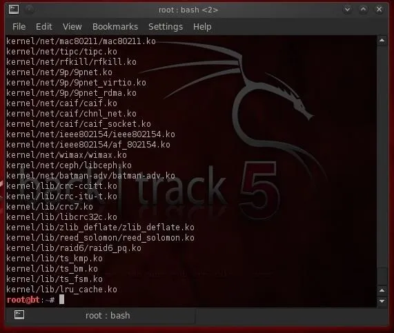 Command line interface displaying a directory listing in Kali Linux.