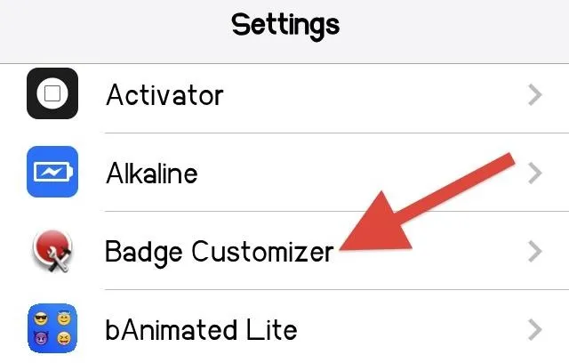 Settings menu with highlighted option for "Badge Customizer."