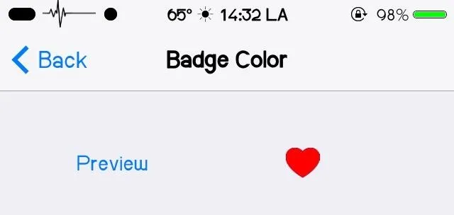 Badge Color Selection with Heart Icon.